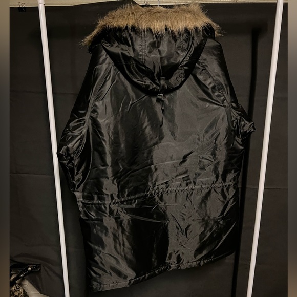 Black Parka with faux fur lined hood - Picture 3 of 3